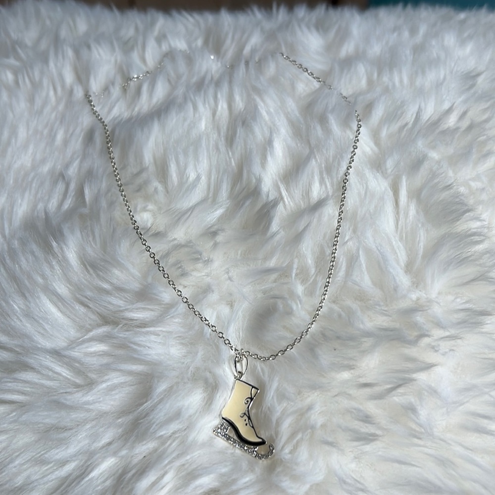 Disney Frozen Ice Skate Silver Plated Brass pendant necklace